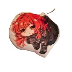 Diluc from the game Genshin Impact plushie with chain Chibi style.Collectable.